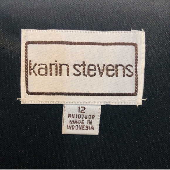 Karin Stevens Black & White Lined Ruffle Dress Women Size 12 - Picture 3 of 9